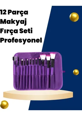 Meks Profesyonel Makyaj Uygulamalarına Özel 12 Parça Kompakt ve Hafif Makyaj Fırça Seti