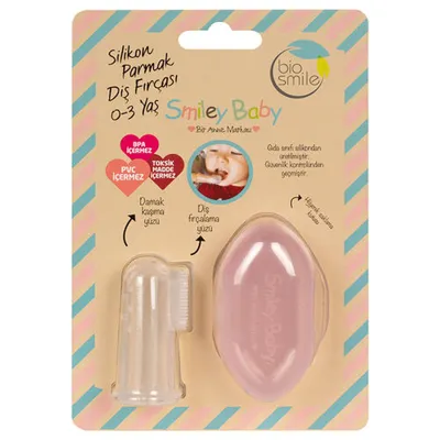 BioSmile Smiley Baby Silikon Parmak Fırça - Pembe