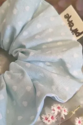 Pirene Lovely Mavi Scrunchie, Lastikli Saç Tokası