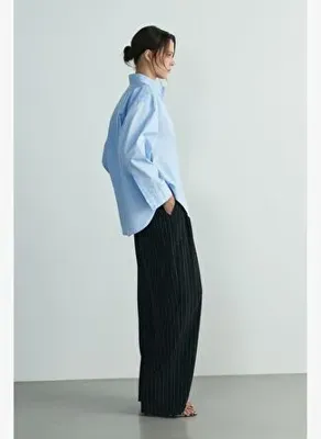 Suud Collection Mavi Page Oversize Gömlek