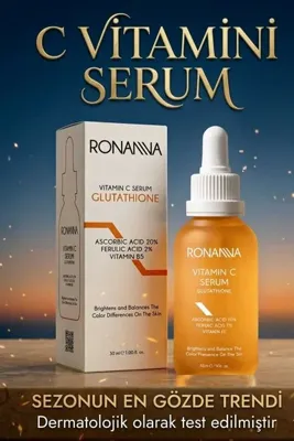 Ronanna C Vitamini Serum Leke Karşıtı,Aydınlatıcı,Nemlendirici Cilt Tonu Eşitleyici %20 Ascorbic Acid30ml