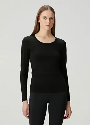 Falke Siyah Uzun Kol T-shirt