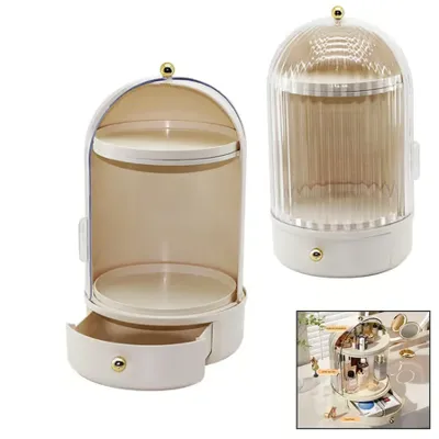 House By House UR-3459 Vitrin 360° Kozmetik Organizer Şeffaf Kapak & Döner Raf 21x38 cm