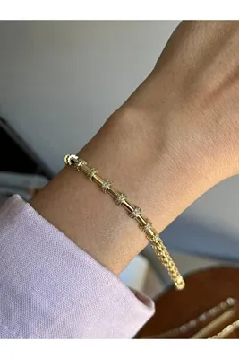 yeknova Xuping 14K Gold Renginde Özel Seri Sıralı Taşlı Kararmaz Kadın Bileklik
