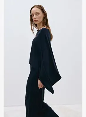 Suud Collection Lacivert Rae Penye Pelerin