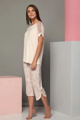 Sevim Kadın Vanilya Kısa Kol Pijama Takımı