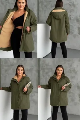 QYA Clothing PARLAK KUMAŞ İÇİ POLAR KAPŞONLU MONT