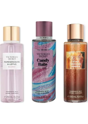 Victoria's Secret 3'lü Vücut Spreyi Seti - Candy Baby + Star Smoked Amber + Pomegranate & Lotus Balance (3 x 250 Ml)