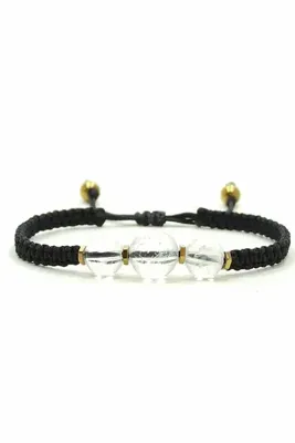Genel Markalar Kristal Kuvars Şeffaf Doğal Taş Makrome Ip Bileklik Rio