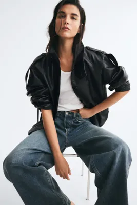 H&M Kaplamalı Oversize Ceket
