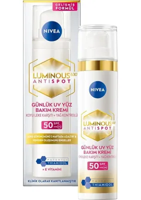 Brf Store Vialivaavm Nıvea LUMINOUS630 Leke Karşıtı Gündüz Bakım Kremi 40ML, SPF50 Yüksek Güneş Koruyucu, Hyal