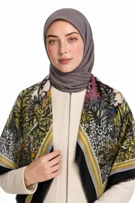 Mooncorn Tassel Desen Yün Kaşmir Omuz Eşarbı