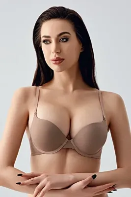 Kompedan Kadın Push-Up Etkili Destekli Saten Görünümlü Sütyen | Cappuccino 7030