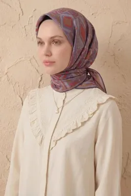 Silk Home Soft Eşarp Geometrik Desen Lila 90x90