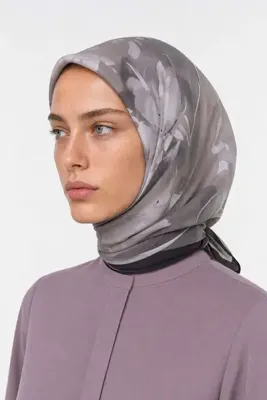 Mooncorn Coral Desen Hebei İpek Eşarp