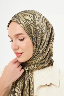 Scarf Gi Shine Diagonale Jakar Şal - Gold Siyah -