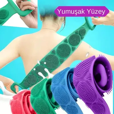 Buffer ® Çift Taraflı Banyo Hamam Lifi Silikon Masajlı Yumuşak Duş Lifi Uzun Ömürlü Hazır Banyo Kese