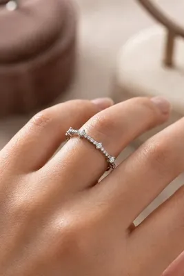 Söğütlü Silver 925 Ayar Gümüş Beyaz Altın Rodyumlu Zirkon Taşlı Fine Yüzük