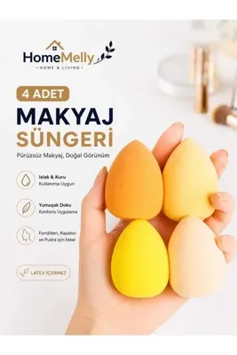 btm home 4 Adet Armut Makyaj Süngeri Fondöten Blender Sünger Beauty Blender Makyaj Süngeri Seti
