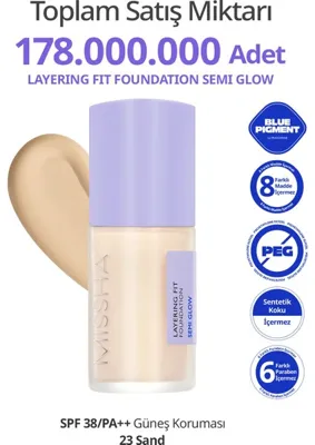 Rafta Mıssha Yarı Parlak Bitişli Nemlendirici Fondöten Layering Fit Foundation Semi Glow (No.23 Sand)