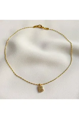 Okko Store Kadın Gold Rengi Taşlı Harf Detaylı Choker Kolye