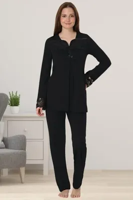by İGP Uzun Kollu Şık Hamile Lohusa Ayarlanabilir Belli Pijama Takım