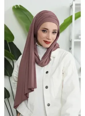 Aisha`s Design Büzgülü Penye Boneli Şal,BT-1 Gül Kurusu