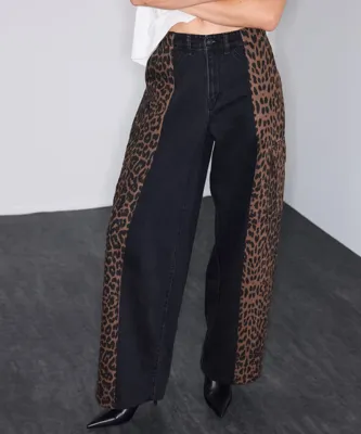İpekyol Leopar desen mix jean pantolon