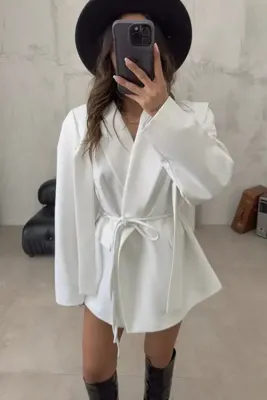 Solena Kadın Oversize Kuşaklı Ceket - Yeni Sezon Şıklığı