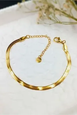 NOVAFACE Standart 316 L. Çelik Kararmaz - Paslanmaz İtalyan Zincir Bileklik Gold klasik