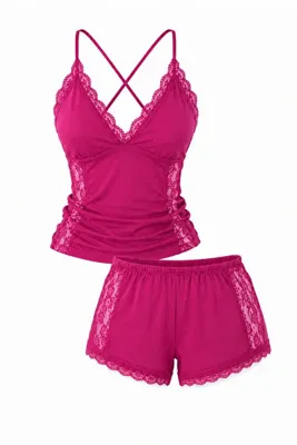 EDLİNGERİE Sarah Pembe Şortlu Pijama Takımı