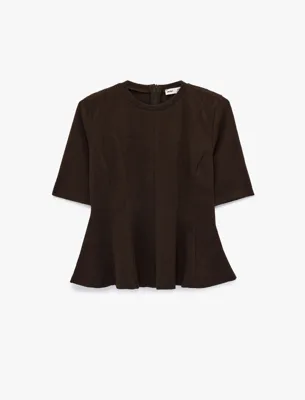 Koton Koton X Selected by Şahika Ercümen - Kısa Kollu Bisiklet Yaka Peplum Tişört