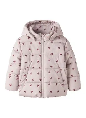 Name it 13243667 NMFMONDAY PUFFER JACKET Pembe Kız Çocuk Kapüşonlu Desenli Regular Fit Şişme Mont