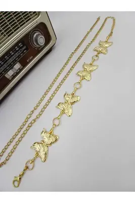 arlıva moda Kelebek baskı metal zincirli kadın pantolon kemeri, elbise kemeri, ceket kemeri