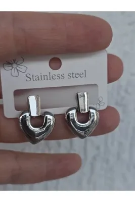 Aura jewerly store Kalp çelik küpe