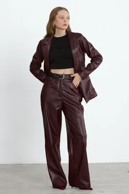 LADYA COLLECTION Bordo Nova Deri Ceket
