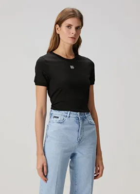 Dolce & Gabbana Siyah Logo Detaylı T-shirt