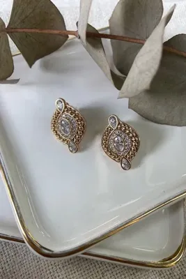 AURA ATELIER Çelik Taşlı Vintage Küpe