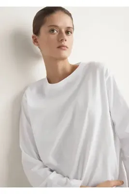 MANGO Woman Pamuklu çizgili iki parça pijama