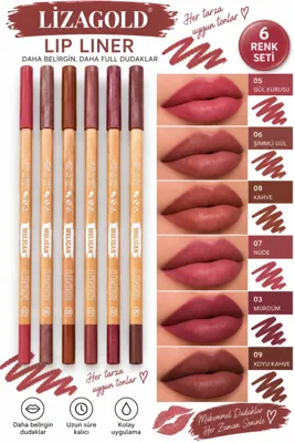LİZAGOLD 6’lı Dudak Kalemi Seti – Lip Liner