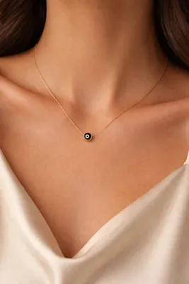 HERCY Nazar Boncuklu Altın Kaplama Kolye | Mini Nazarlı Zincir Kolye