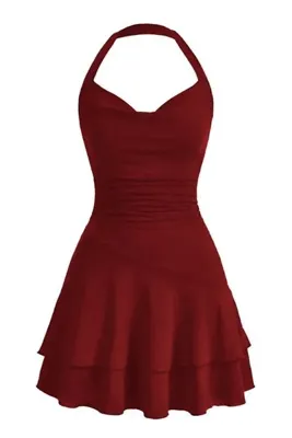Edela Boyundan Askılı Mini Elbise 5022