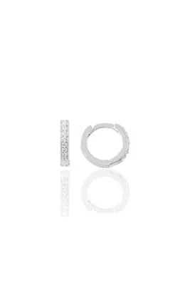 Söğütlü Silver Gümüş Rodyumlu Zirkon Taşlı 9 Mm Halka Küpe Tragus Piercing Helix Kıkırdak Küpesi Sgtl11736rodaj