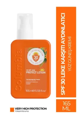 Columbia Spf 30 Leke Karşıtı Aydınlatıcı Etkili Yüksek Koruyucu Yüz Güneş Kremi 165 ml