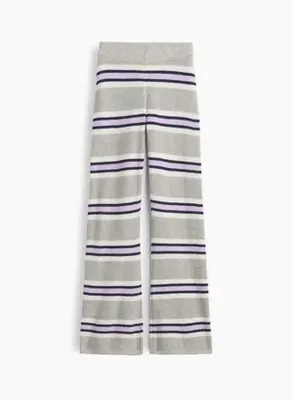 Gap V-STRIPE SWTR PANTS Gri Kız Çocuk Bisiklet Yaka Çizgili Triko Kazak