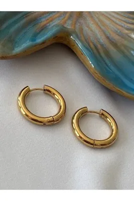 Esmeray Aksesuar Gold Renk Çelik Halka Küpe