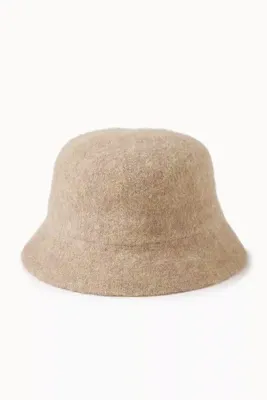 Külah Lüks Alpaka Yün Kova Şapka - Camel Kışlık Boho Bucket Hat