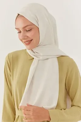 MİRSOY SCARF Kazayağı Desen İpeksi Jakar Şal - Krem