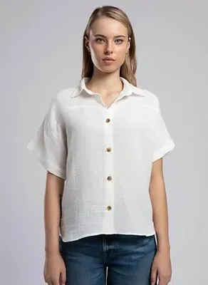 Lee Cooper Beyaz Kadın %100 Pamuk Gömlek 252 LCF 241001 KIERRA BEYAZ
