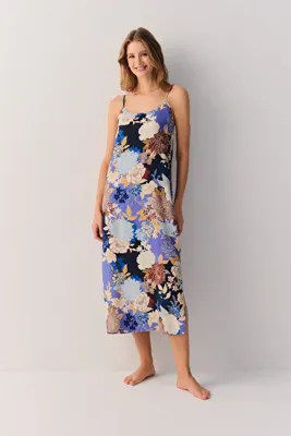 SUWEN Flowery Night Uzun Gecelik